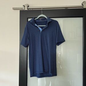 johnnie-o polo navy and light blue striped